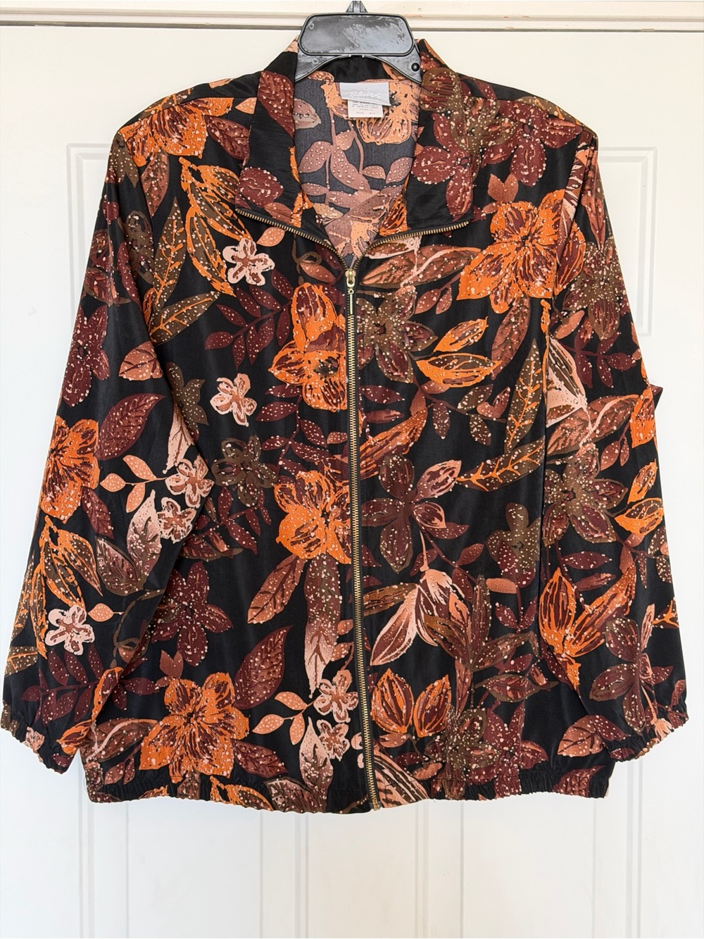 Blair~Vtg. 90’s~Leaf/Floral Print~Zip Close~Long Sleeve~Bomber Jacket~Size XLG